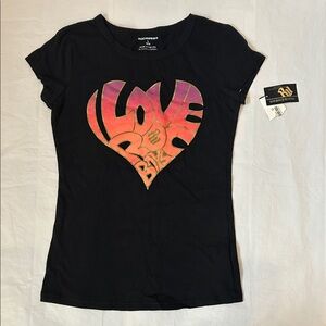 Rocawear Black Tee with Colorful Love Heart